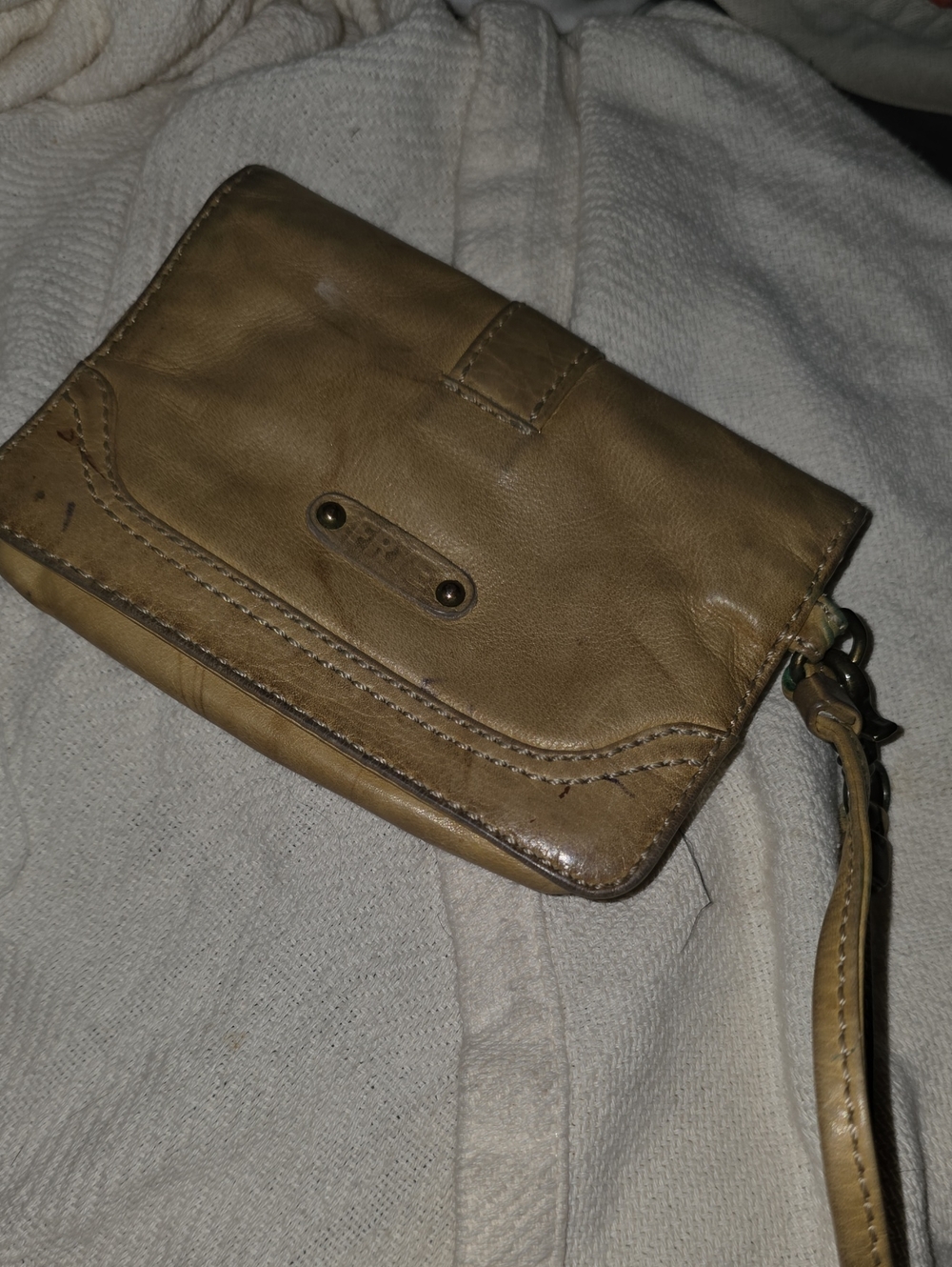 FRYE Tan Leather Wristlet Wallet